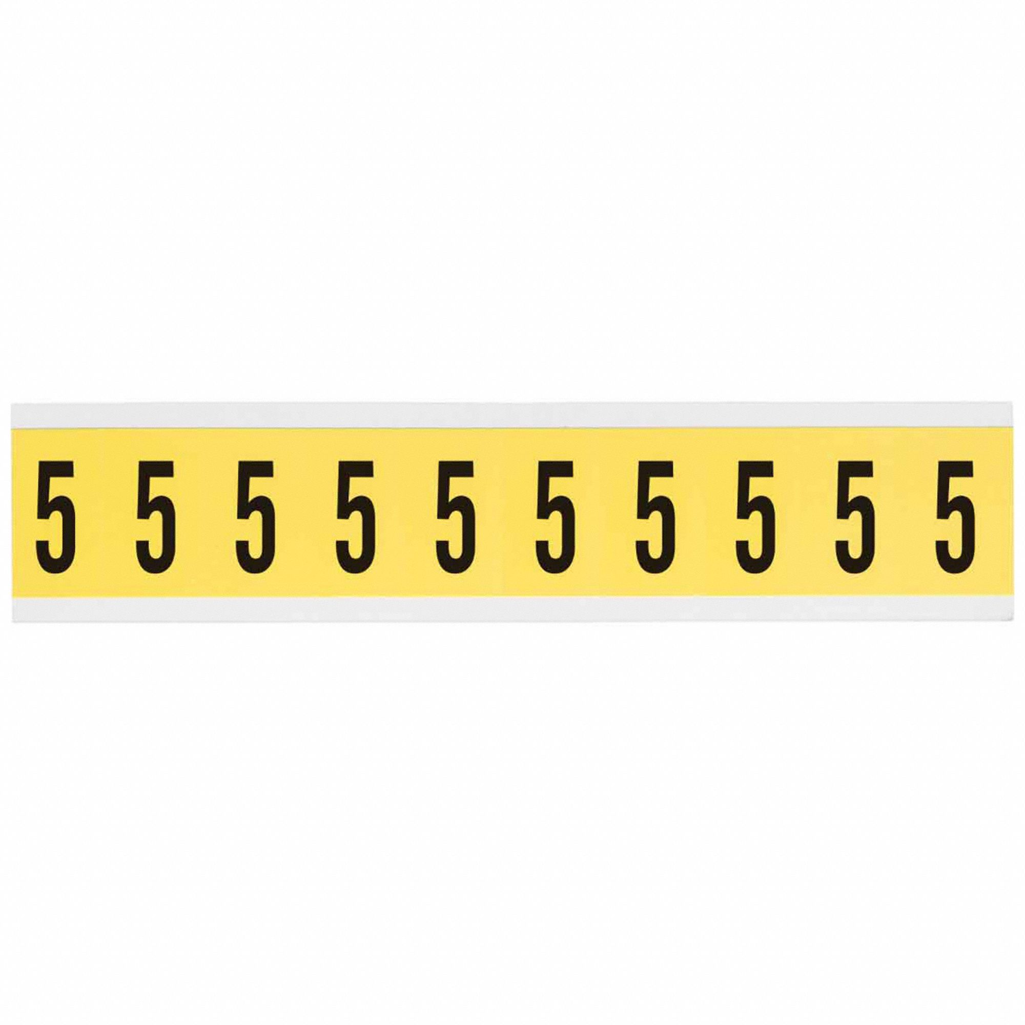Number Label: 1 in Character Ht, Indoor Only, Non-Reflective, Gothic, Black, 5, Die Cut, Uppercase