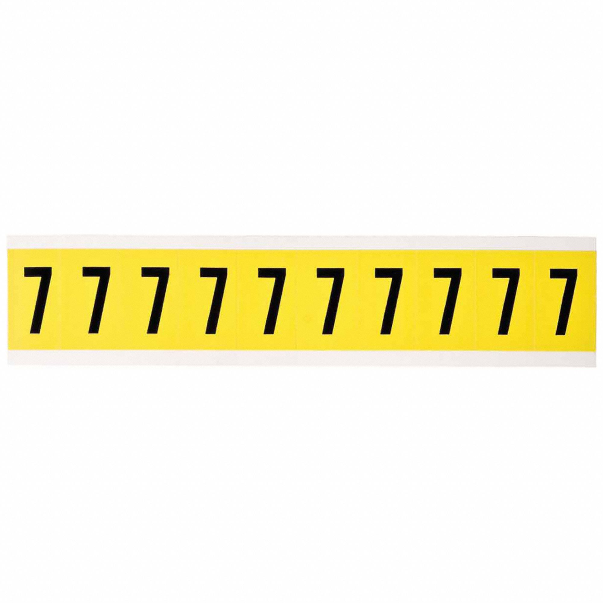 Number Label: 1 in Character Ht, Indoor Only, Non-Reflective, Gothic, Black, 7, Die Cut, Uppercase