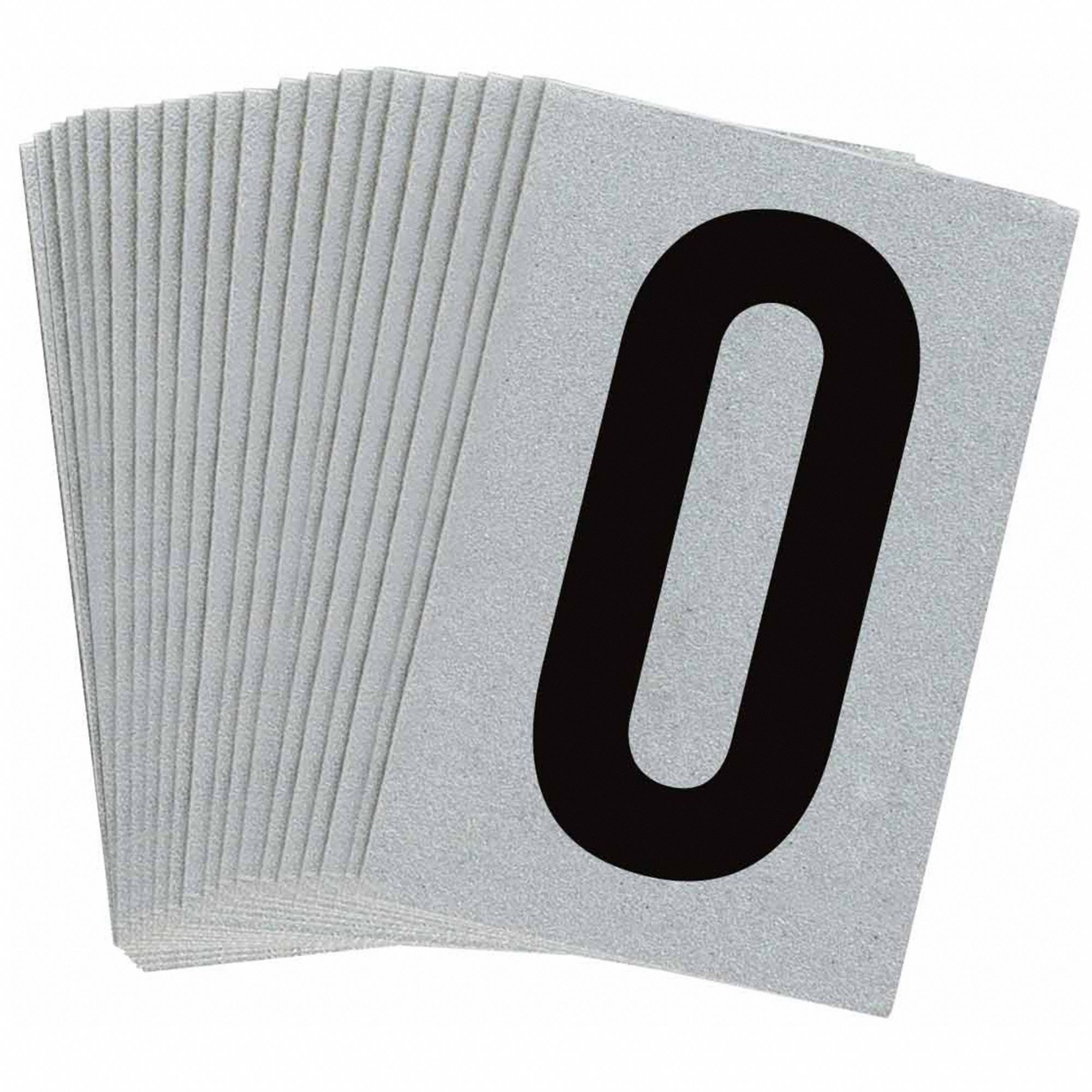 Number Label: 1 in Character Ht, Indoor/Outdoor, Engineer-Grade Retroreflective, Gothic, 0, 25 PK