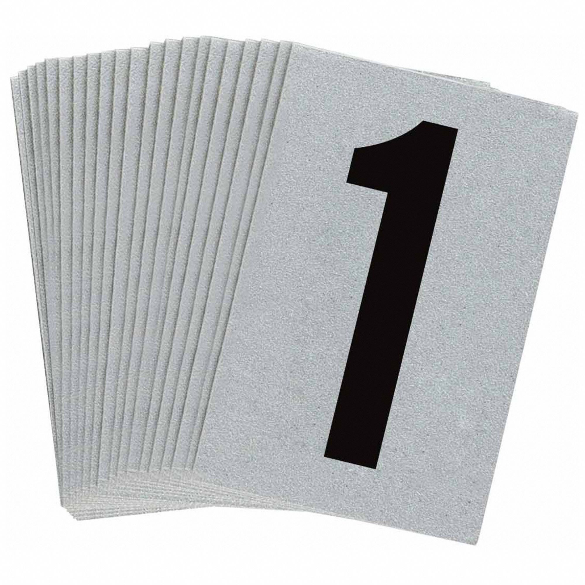 Number Label: 1 in Character Ht, Indoor/Outdoor, Engineer-Grade Retroreflective, Gothic, 1, 25 PK
