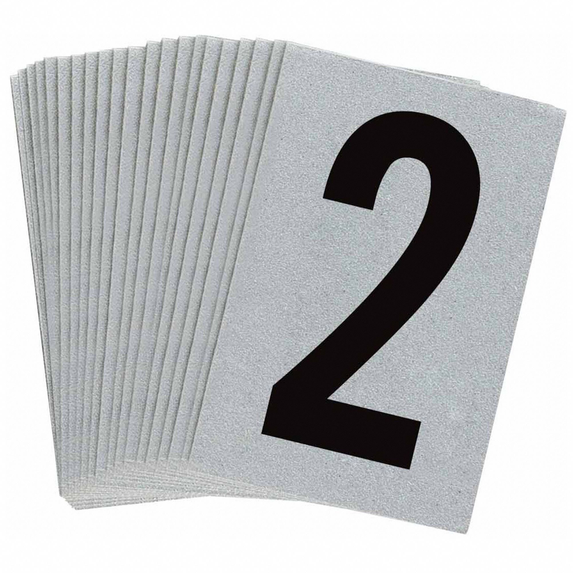 Number Label: 1 in Character Ht, Indoor/Outdoor, Engineer-Grade Retroreflective, Gothic, 2, 25 PK
