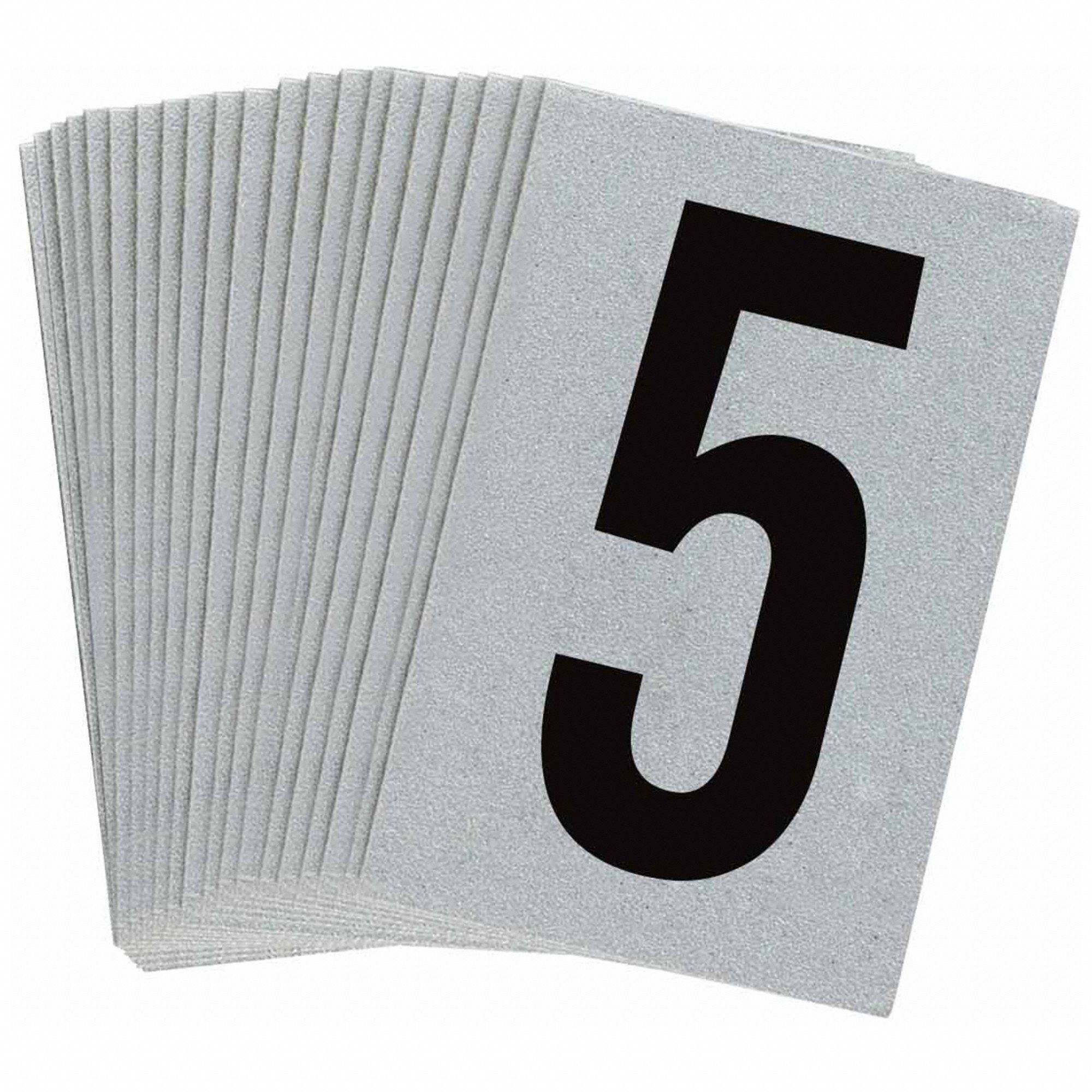 Number Label: 1 in Character Ht, Indoor/Outdoor, Engineer-Grade Retroreflective, Gothic, 5, 25 PK