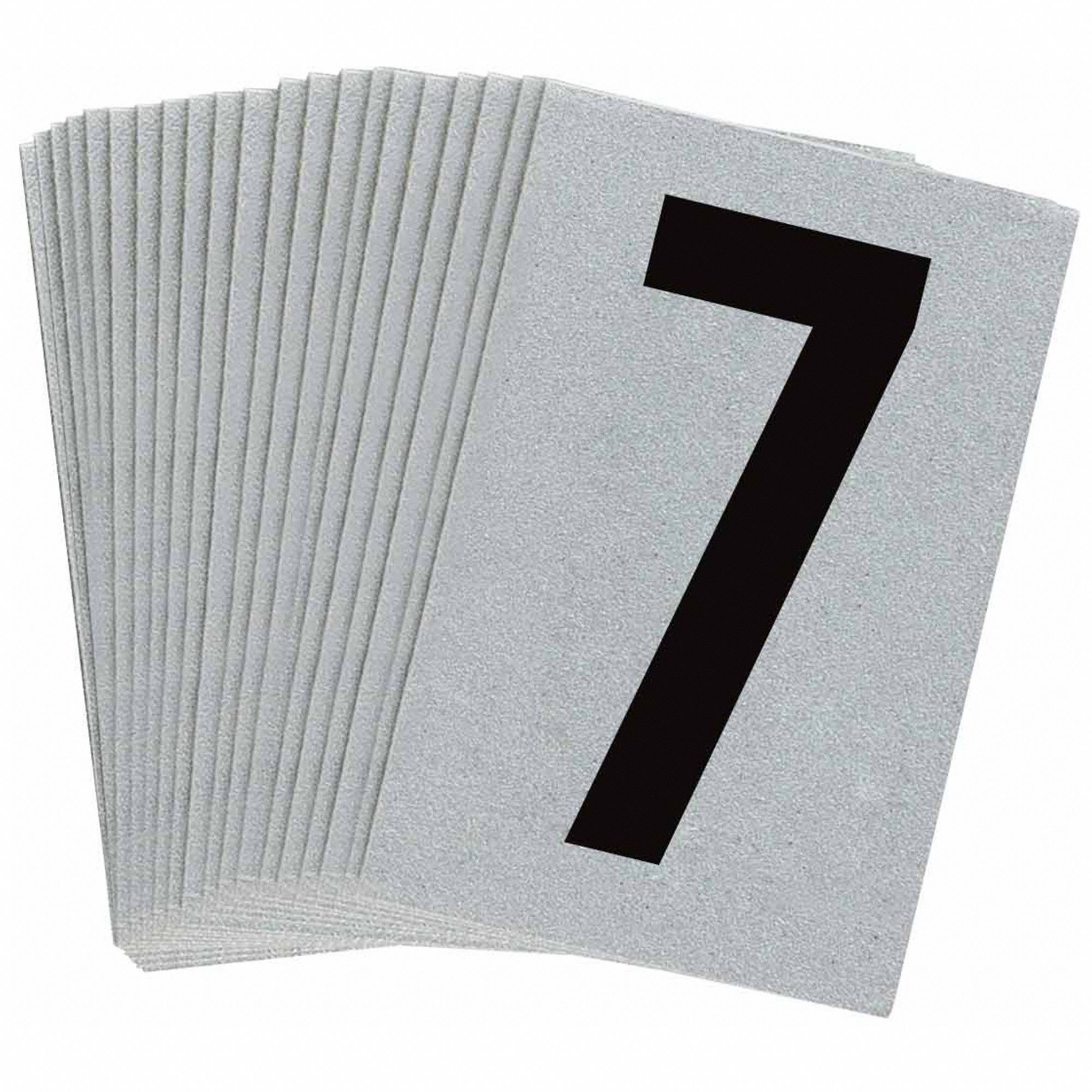 Number Label: 1 in Character Ht, Indoor/Outdoor, Engineer-Grade Retroreflective, Gothic, 7, 25 PK