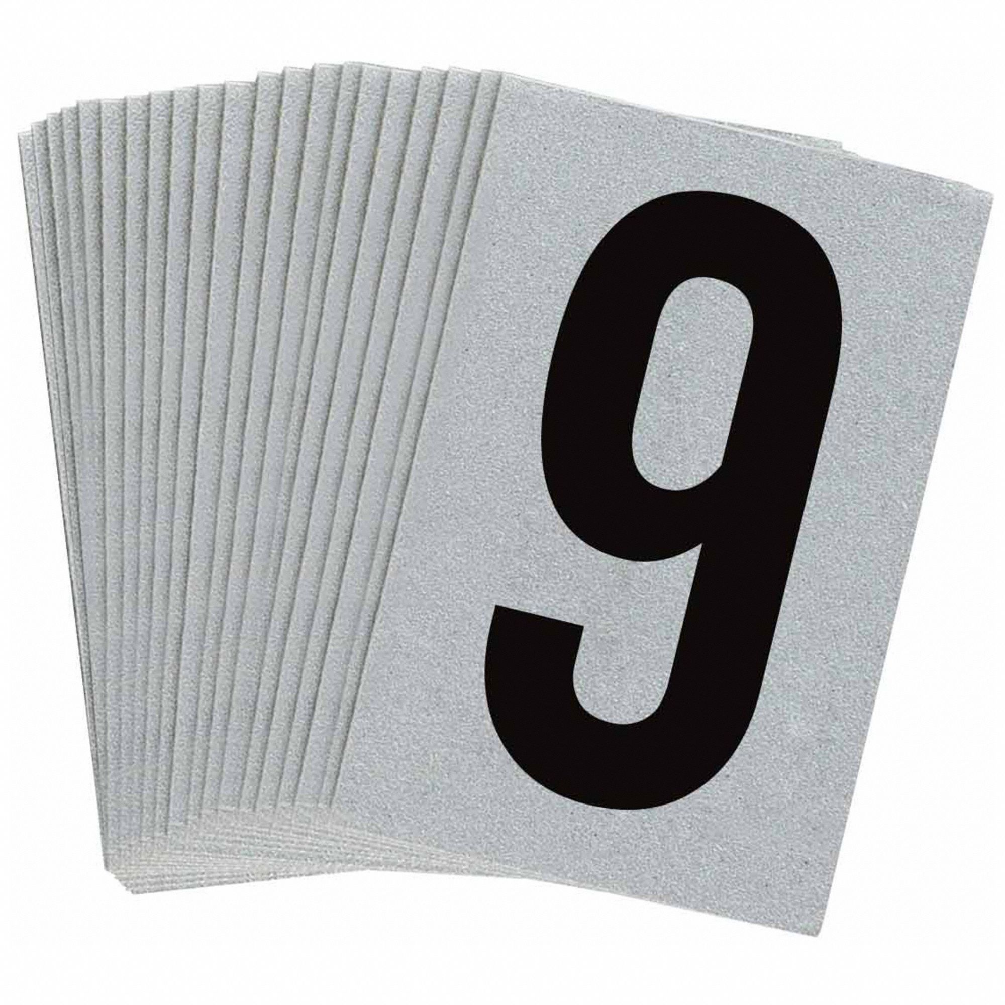 Number Label: 1 in Character Ht, Indoor/Outdoor, Engineer-Grade Retroreflective, Gothic, 25 PK