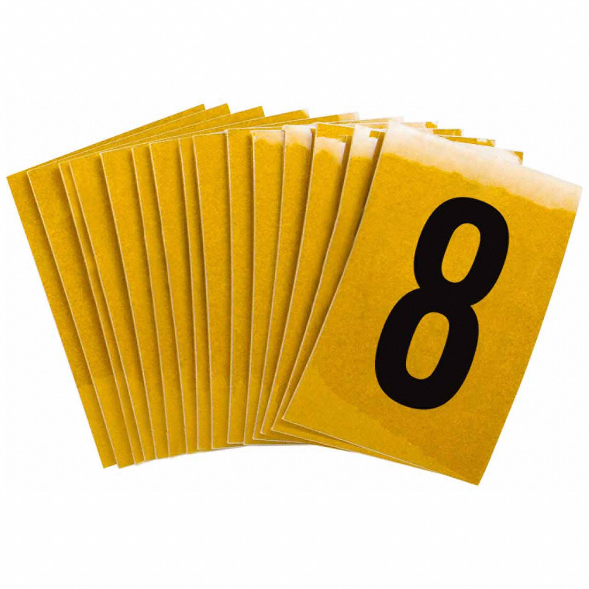 Number Label: 1 in Character Ht, Indoor/Outdoor, Engineer-Grade Retroreflective, Gothic, 8, 25 PK