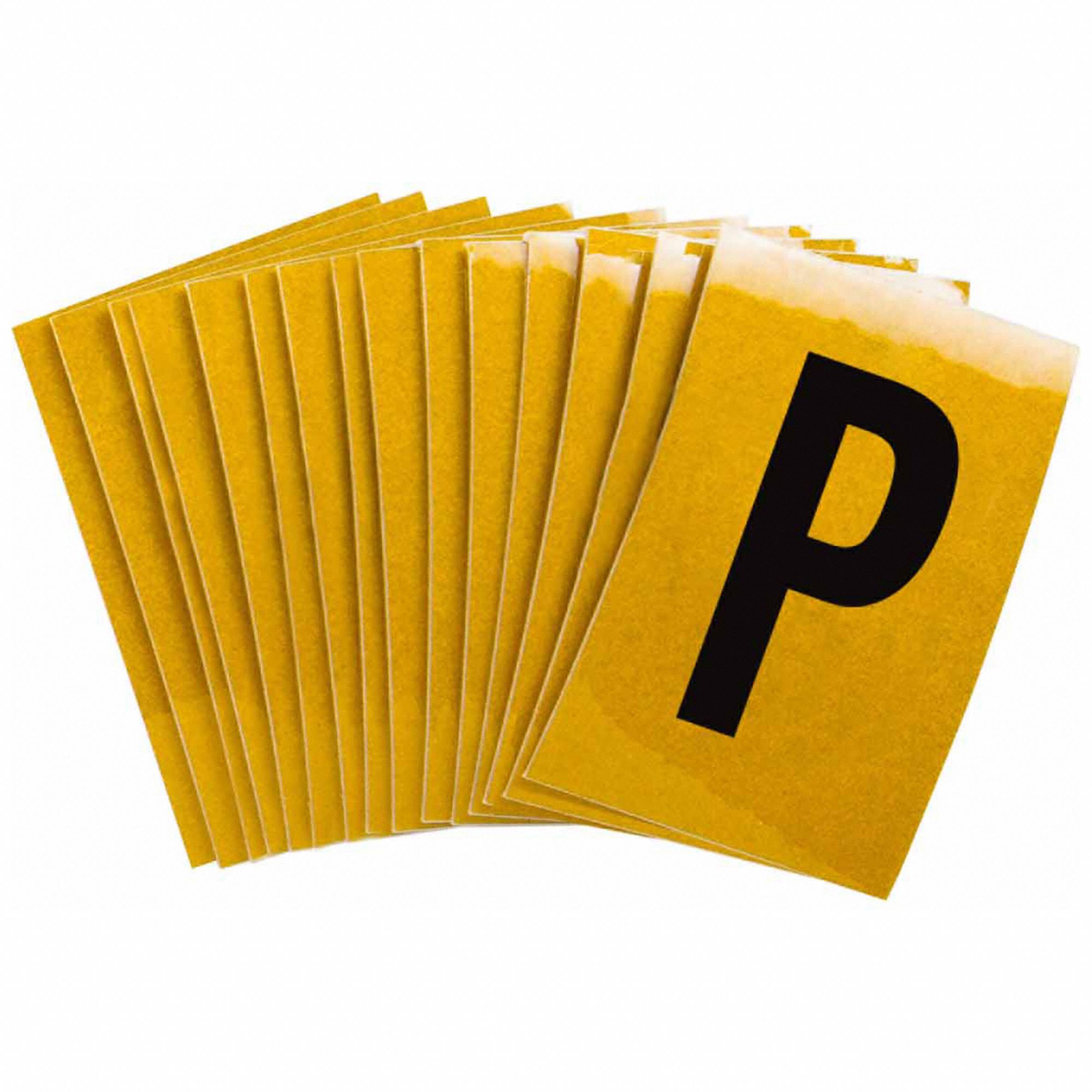 Letter Label: 1 in Character Ht, Indoor/Outdoor, Engineer-Grade Retroreflective, Gothic, P, 25 PK