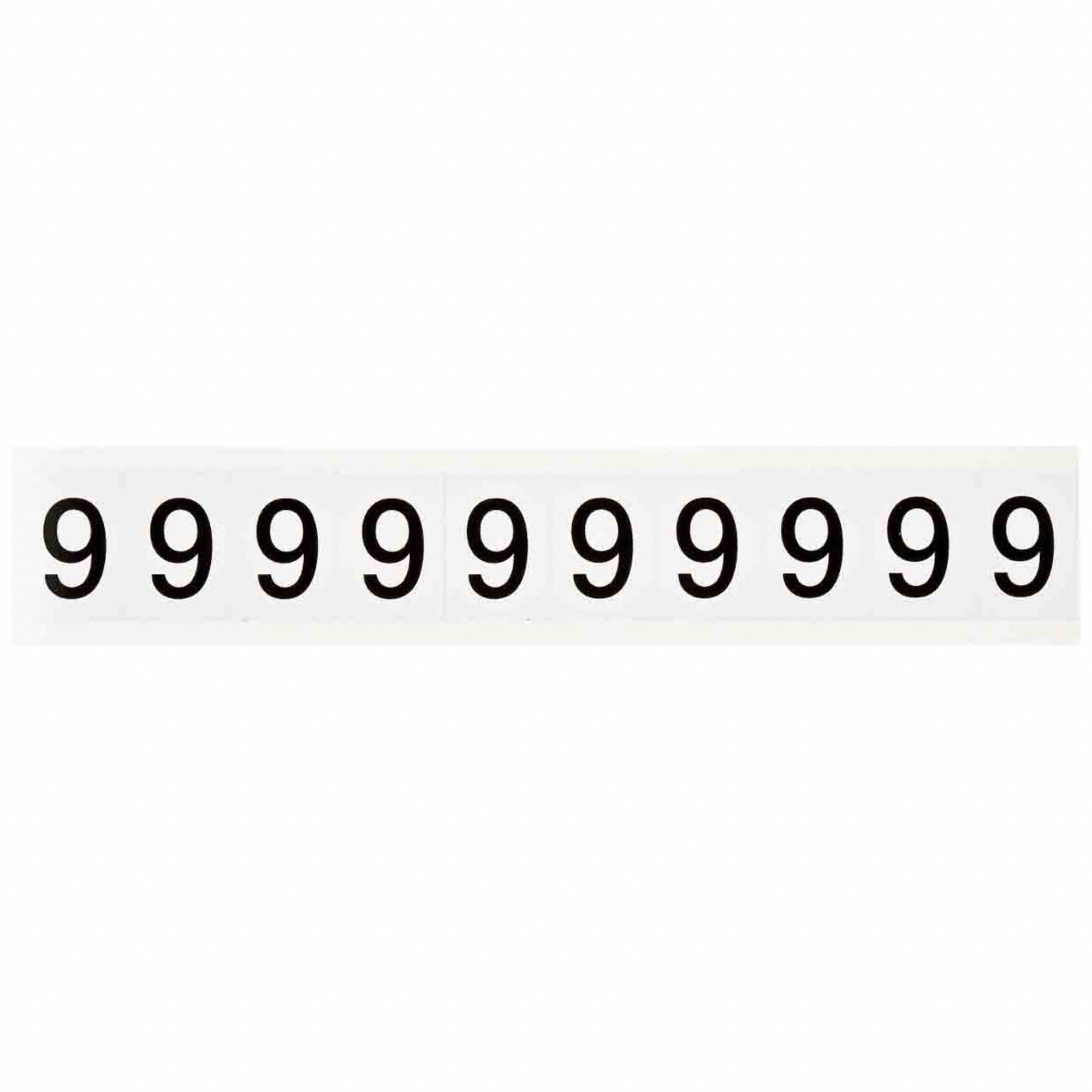 Number Label: 1 in Character Ht, Indoor/Outdoor, Non-Reflective, Helvetica, Black, 6 or 9, 10 PK