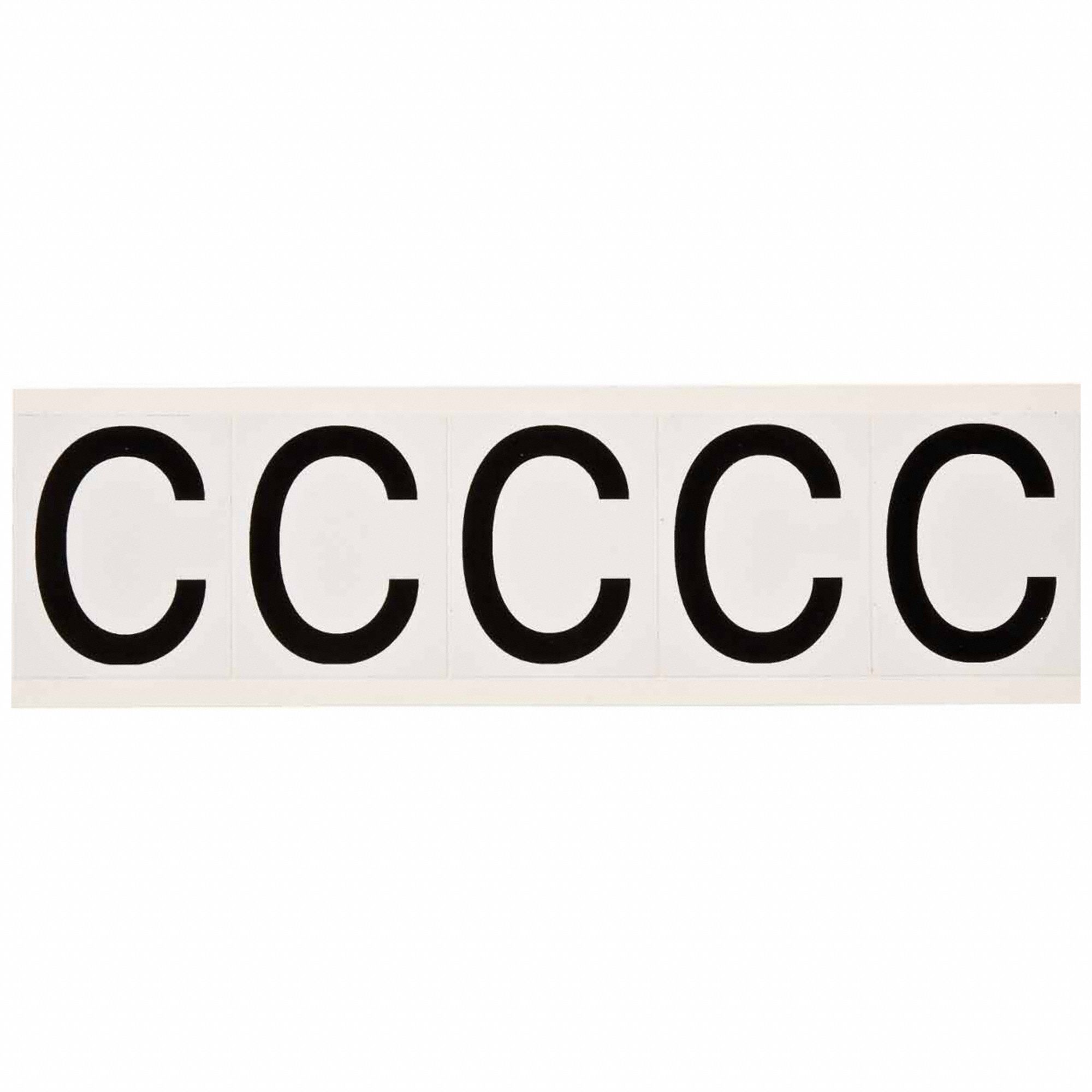 Letter Label: 1 7/8 in Character Ht, Indoor/Outdoor, Non-Reflective, Helvetica, Black, C, 5 PK