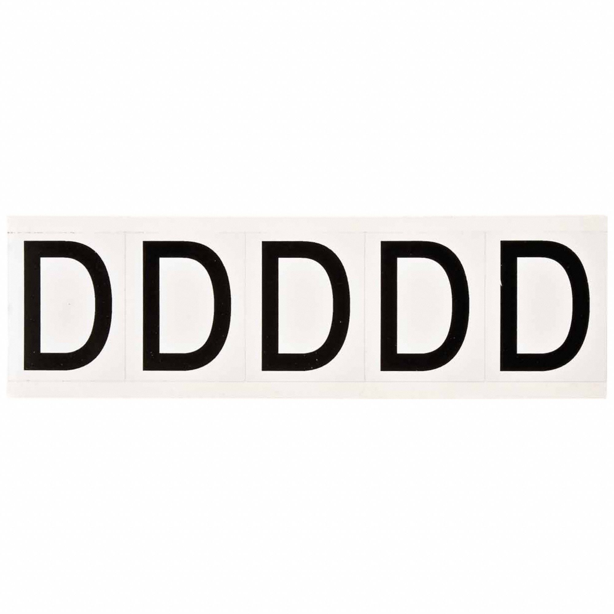 Letter Label: 1 7/8 in Character Ht, Indoor/Outdoor, Non-Reflective, Helvetica, Black, D, 5 PK