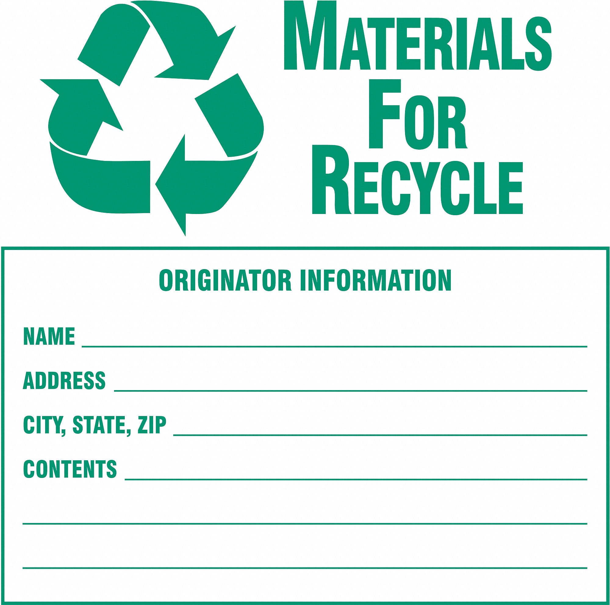 ETIQUETTE RECYCLAGE, 6 PO H, 100/PQ