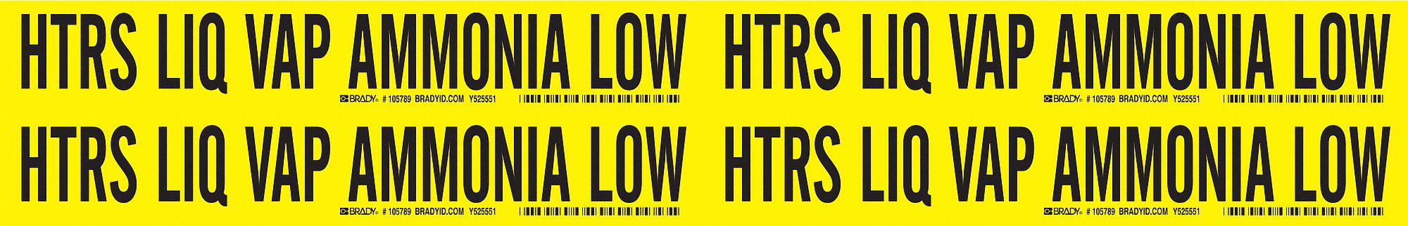 Pipe Marker: HTRS, LIQ/VAP, Low, Fits 3/4 to 2 3/8 in Pipe O.D., 4 Pipe Markers, Without
