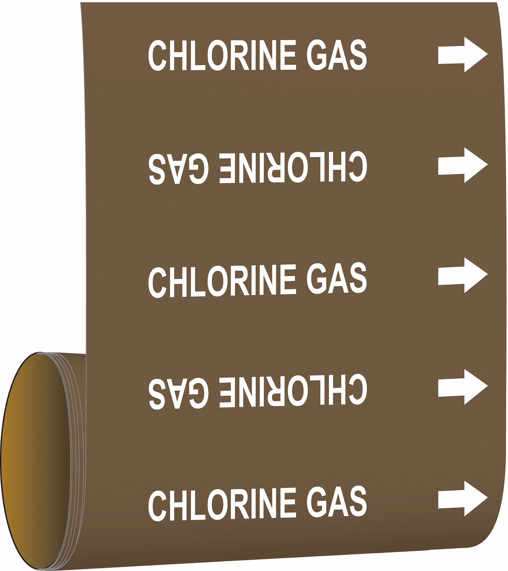 Chlorine Gas, Brown, Pipe Marker 20TE28108799 Grainger