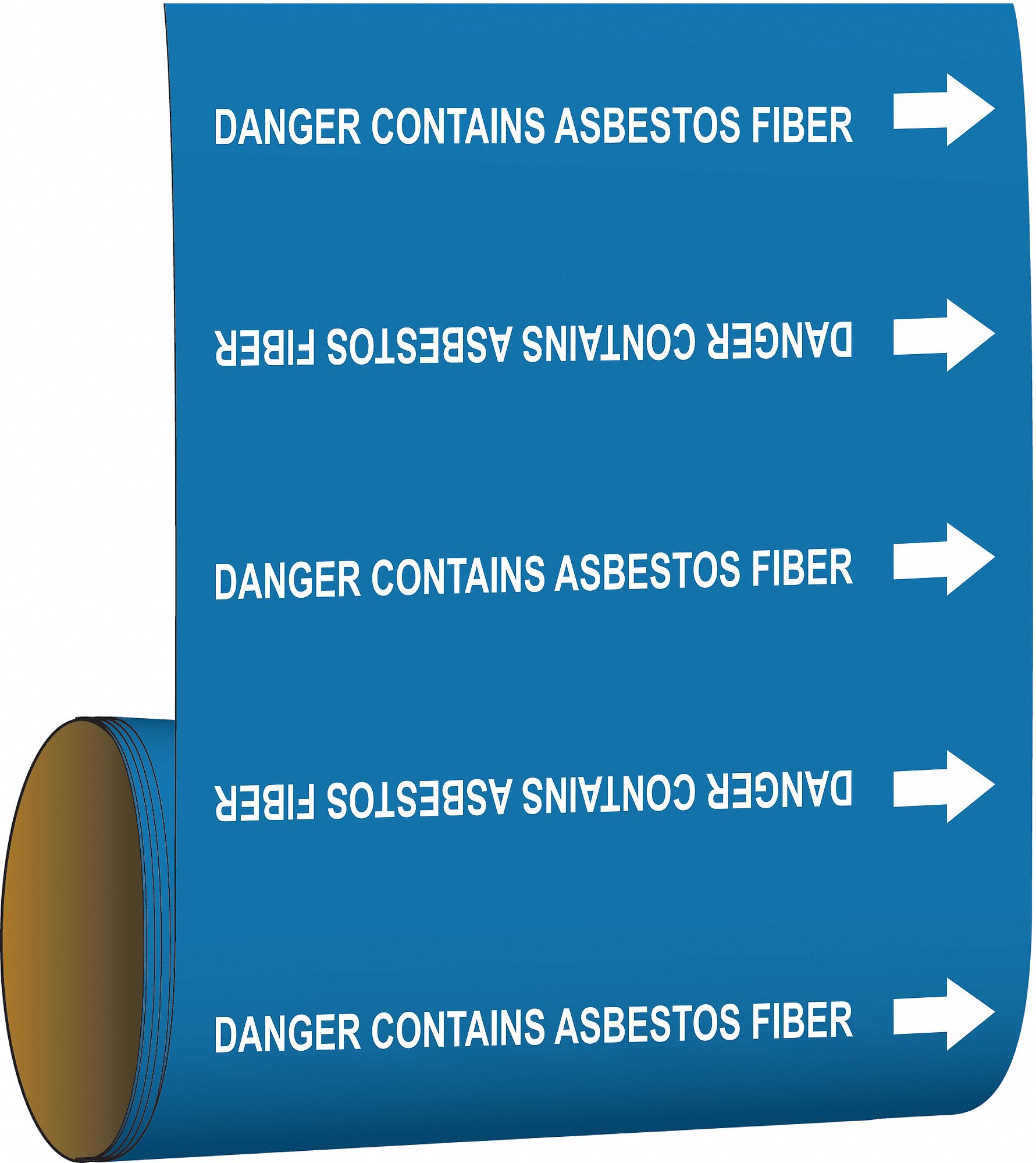 Danger Contains Asbestos Fiber, Blue, Pipe Marker 20TE34108875