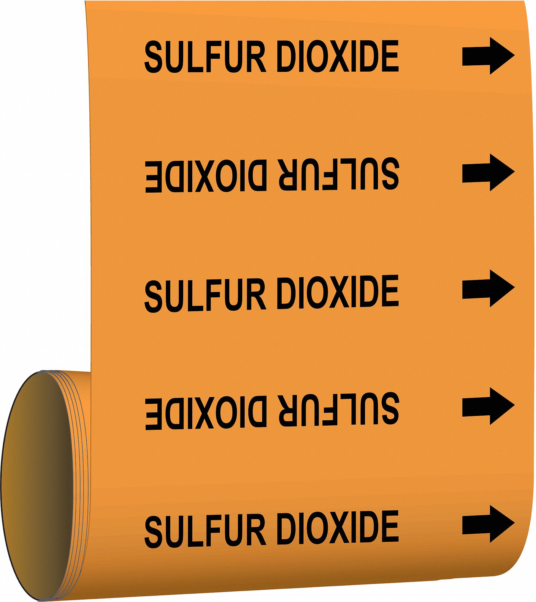 Pipe Marker: Sulfur Dioxide, Orange, Black, Fits 2 in and Smaller Pipe O.D., 30 Pipe Markers