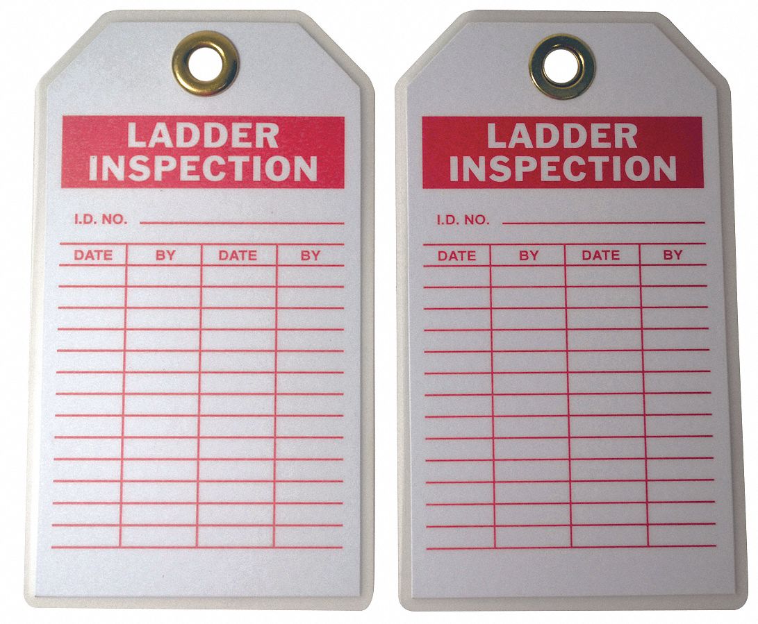GRAINGER APPROVED Inspection Tag, Ladder Inspection, 7 in Height, 4 in