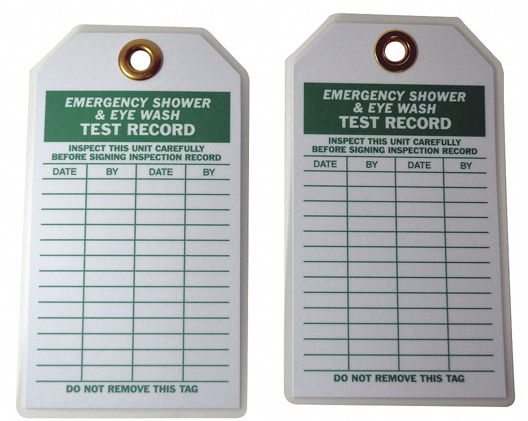 GRAINGER APPROVED Inspection Tag, Emergency Shower & Eye Wash Test ...