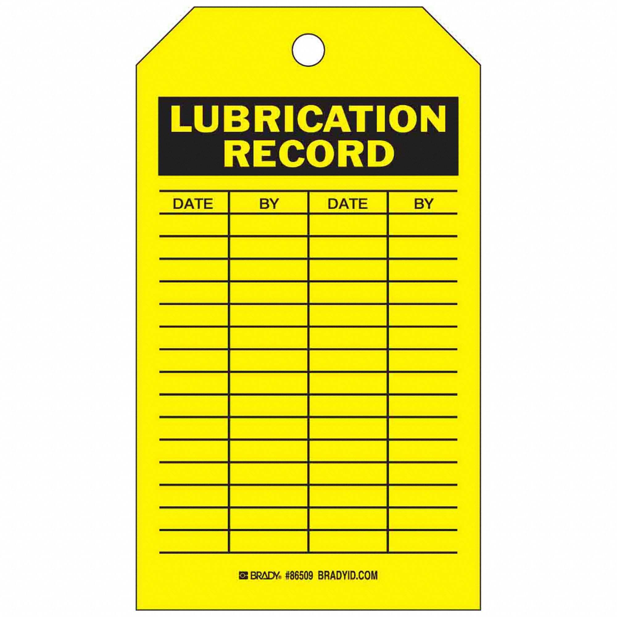 Tag: 4 in Wd, 7 in Ht, Heavy Duty Polyester, Black/Yellow, English