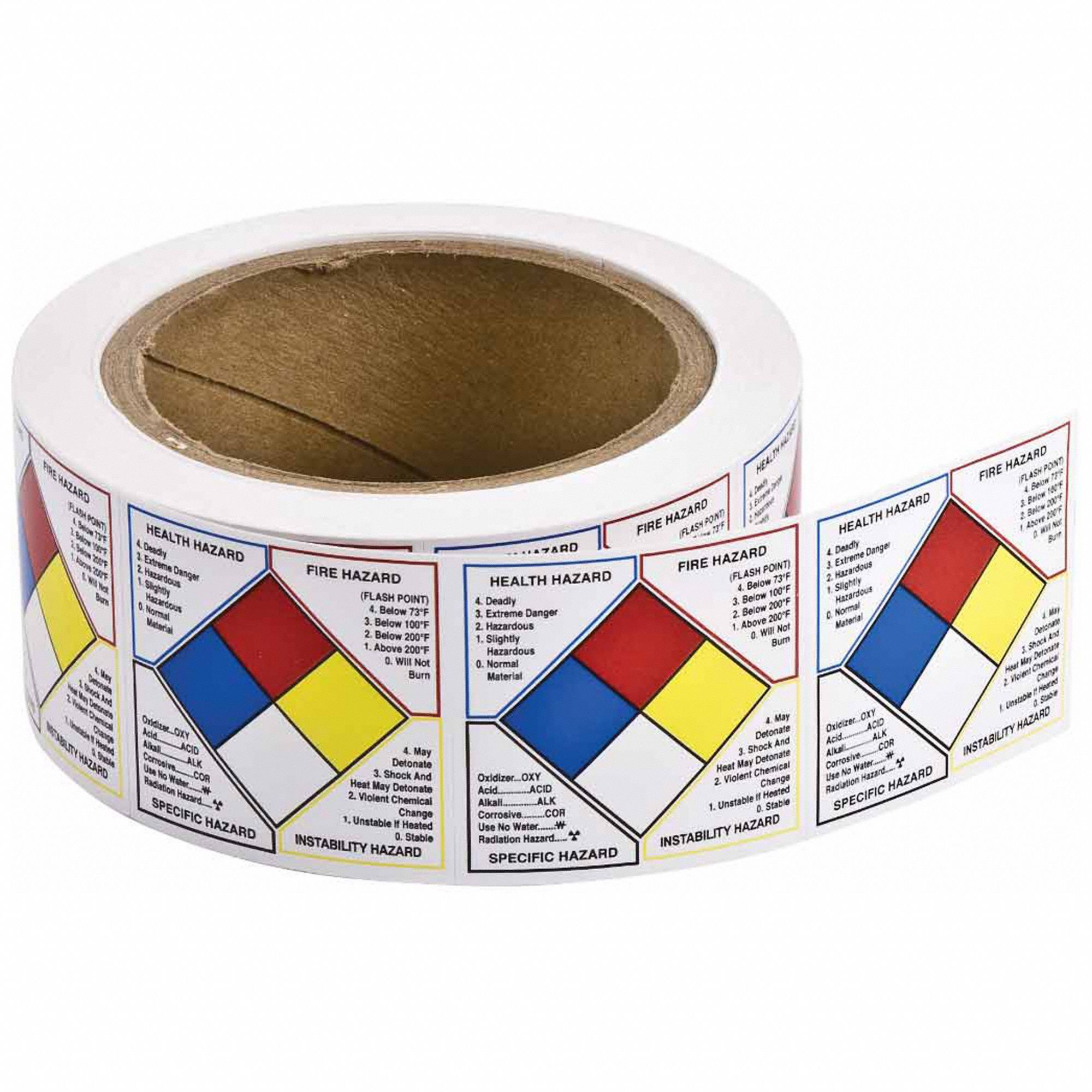 NFPA Label: 2 in Wd, 2 in Ht, Paper, -40°F – 149°F Temp Range, 500 PK