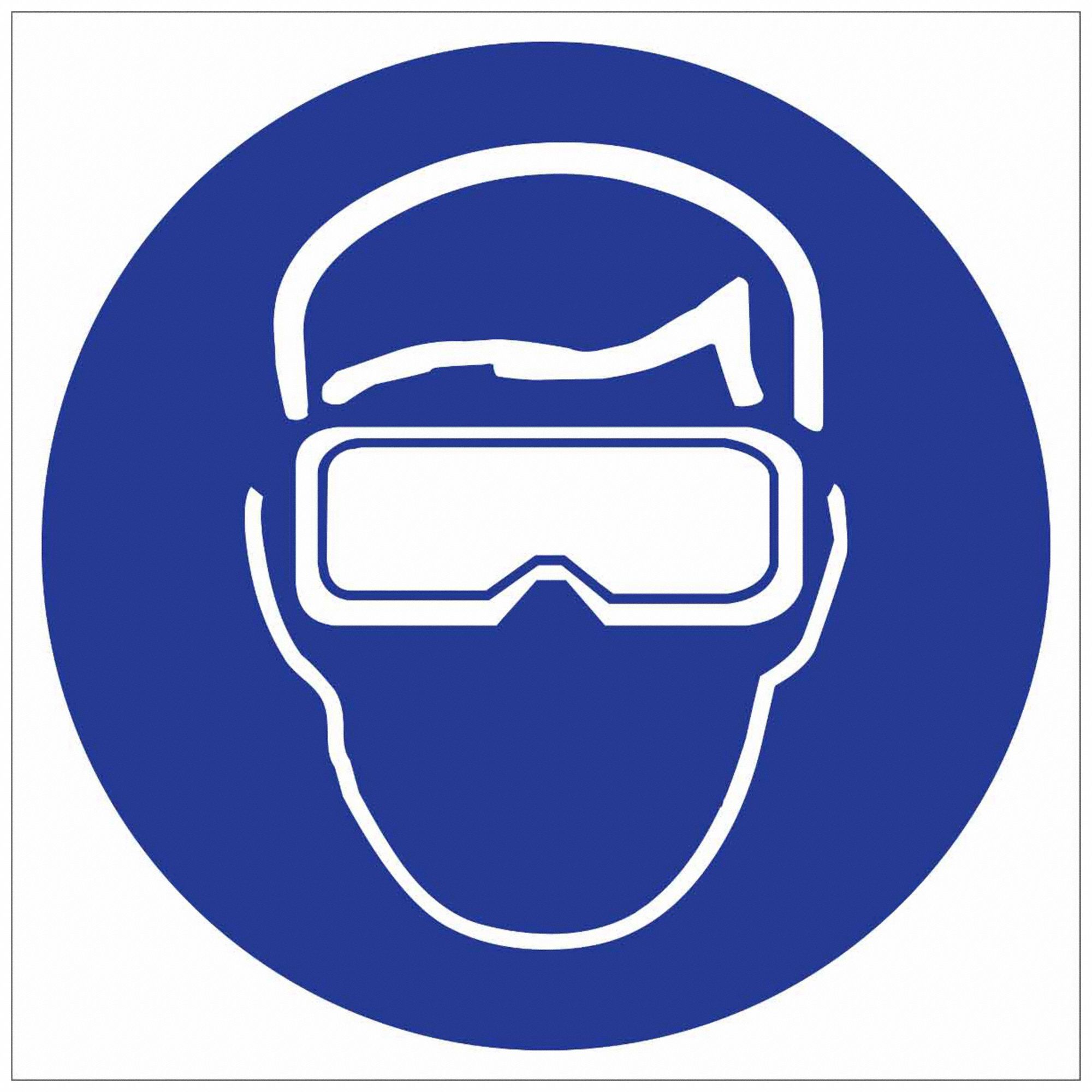 LABEL, SAFETY GOGGLES PICTOGRAM, BLUE, 2&frac14; IN H, 2&frac14; IN W, SQUARE, NO TEXT, VINYL, 4 PK