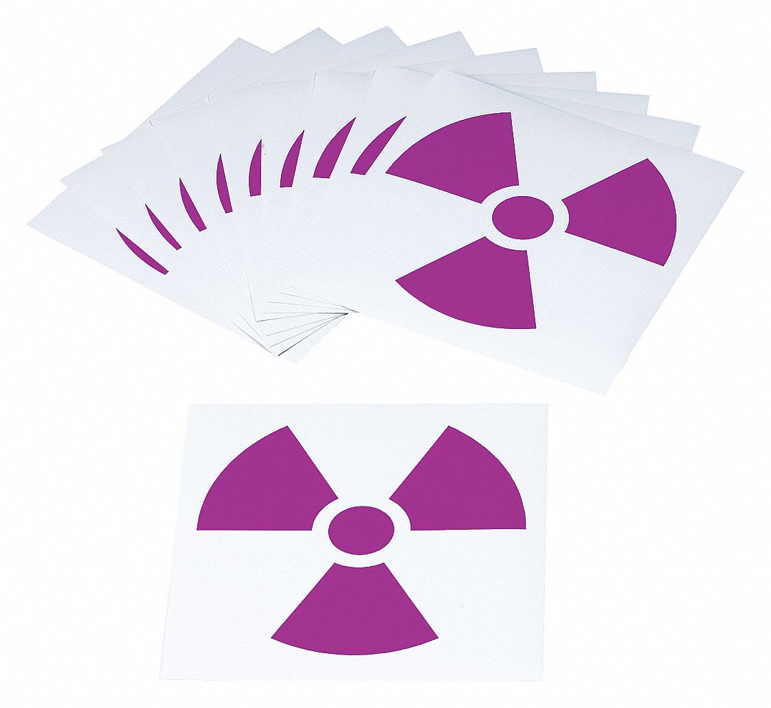 BRADY NFPA Placard Radiation Trefoil Picto, Vinyl, 6 in Ht, 6 in Wd
