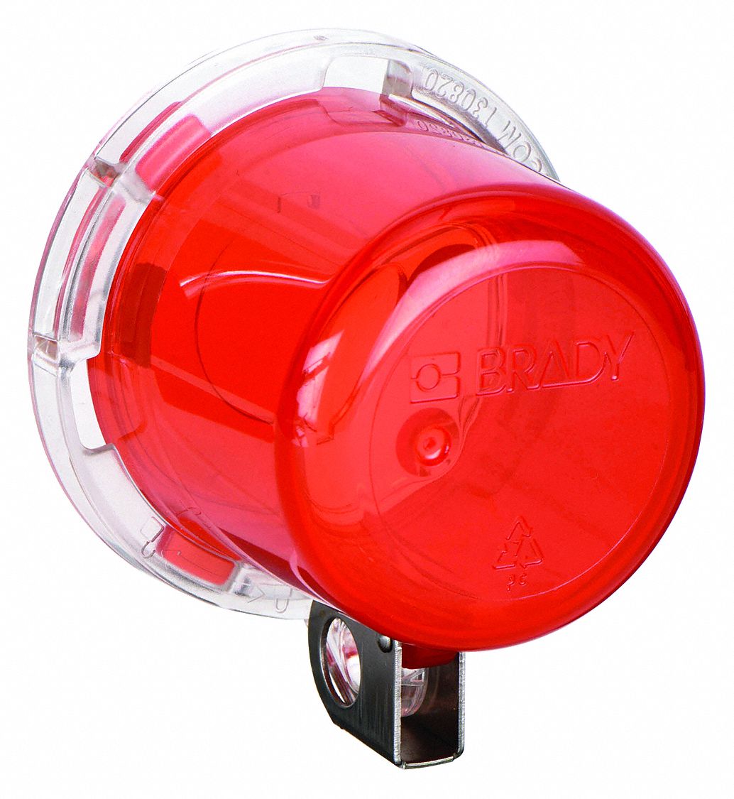 PUSH BUTTON LOCKOUT, FOR 0.87 IN MAX BUTTON DIAMETER, RED