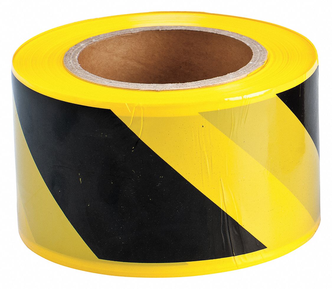 BRADY Barricade Tape, Yellow/Black, 3 in x 500 ft - 20TK89|91238 - Grainger