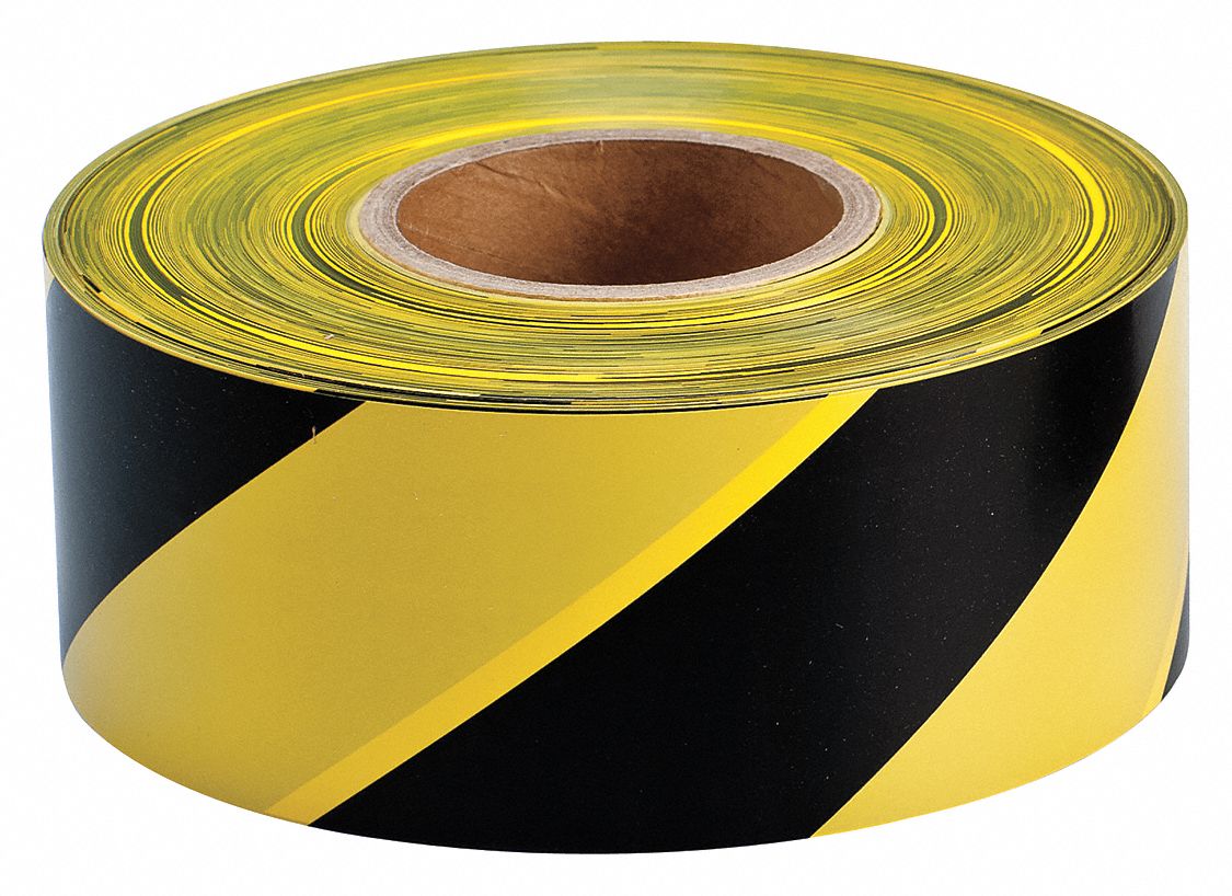 Brady™ Reinforced Barricade Tape Roll - Non-Adhesive Reinforced  Polyethylene, CAUTION CONSTRUCTION AREA, Black on Yellow