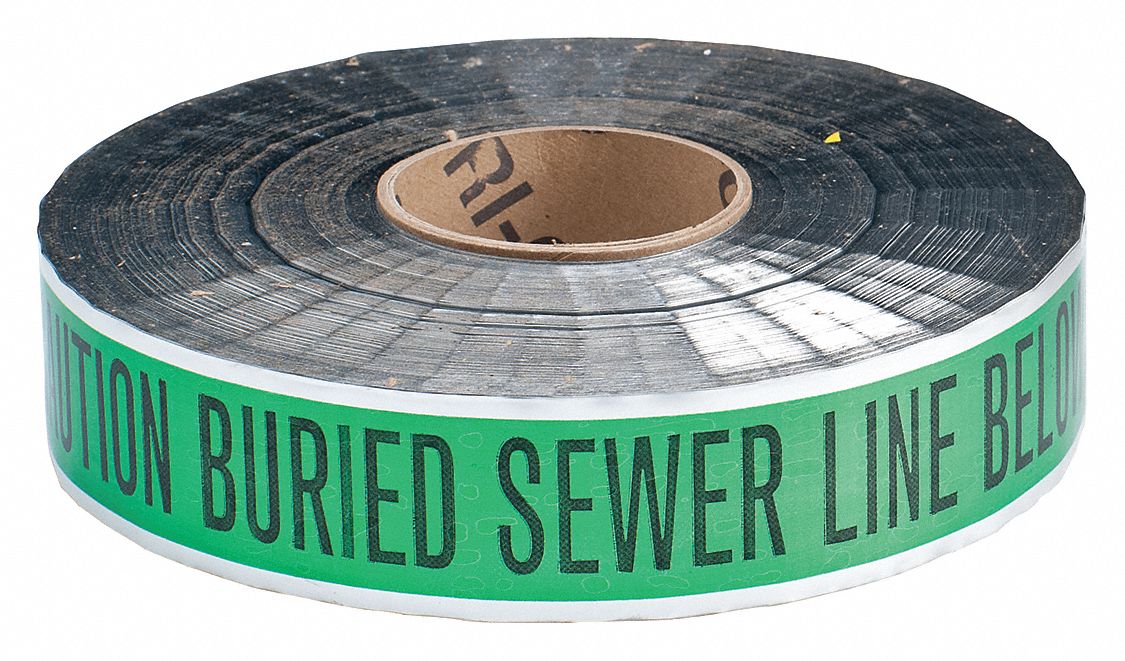 BRADY, Green, 2 in Roll Wd, Underground Warning Tape 20TK9991604