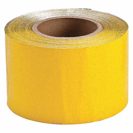 Pavement Marking Tape: Reflective Yellow, 150 ft Lg, 4 in Wd