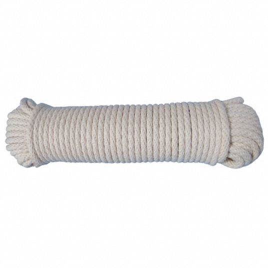 APPROVED VENDOR General Purpose Utility Rope: Braid, 1/4 in Dia, 20 lb  Working Load Limit, Cotton