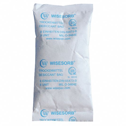 GRAINGER APPROVED Desiccant, Tyvek Bags, Width 4 1/8 in, Length 8 17/64