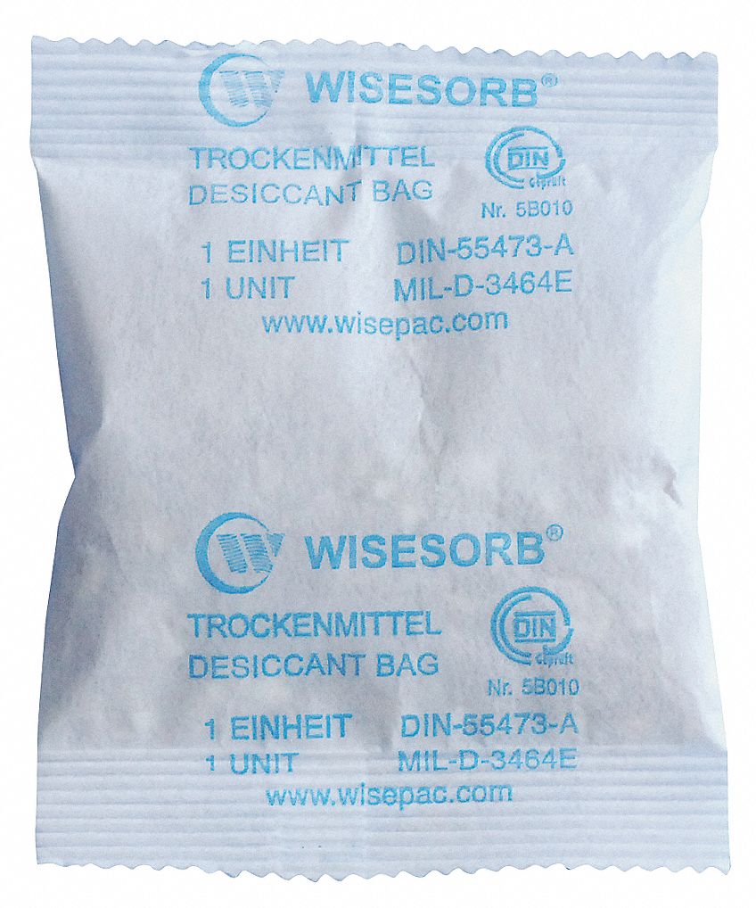 GRAINGER APPROVED Desiccant, Nonwoven Bags, Width 3 5/64 in, Length 3 3