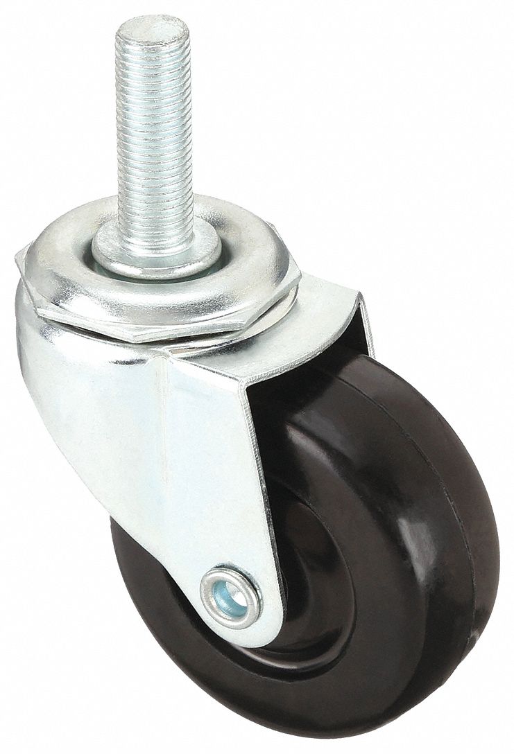 NSF-LISTED SANITARY THREADED STEM CASTER, 2 IN WHEEL DIAMETER, 75 LB, SWIVEL CASTER