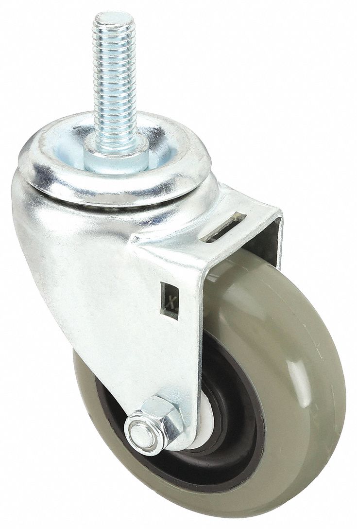 NSF-LISTED SANITARY THREADED STEM CASTER, 3½ IN WHEEL DIAMETER, 350 LB, SWIVEL CASTER