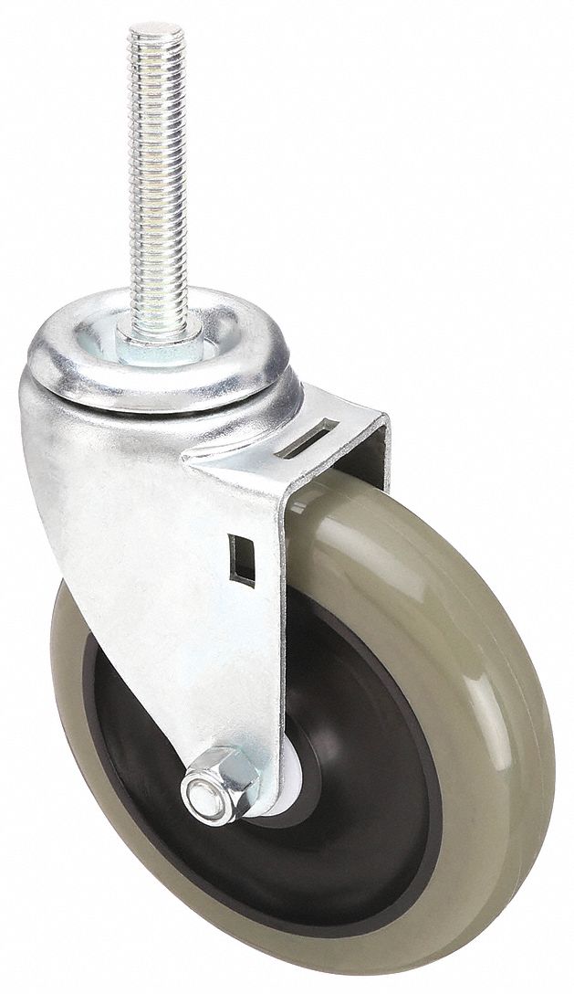 NSF-LISTED SANITARY THREADED STEM CASTER, 3½ IN WHEEL DIAMETER, 250 LB, SWIVEL CASTER