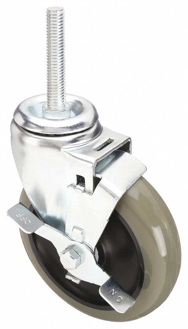 NSF-LISTED SANITARY THREADED STEM CASTER, 5 IN WHEEL DIAMETER, 300 LB, POLYURETHANE