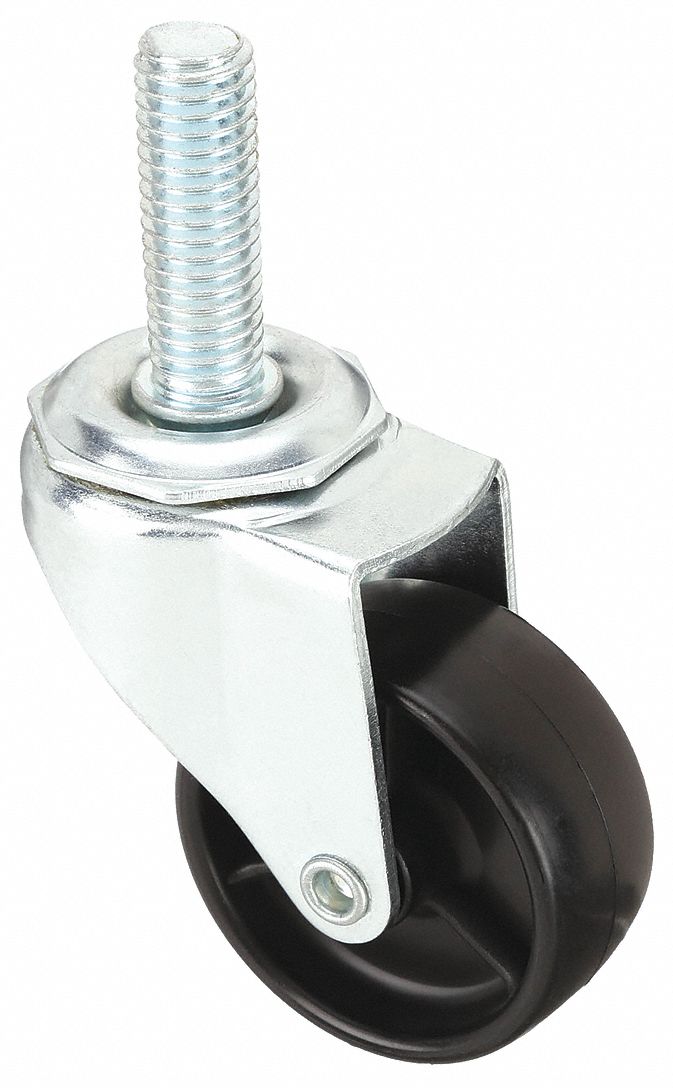 GENERAL PURPOSE THREADED STEM CASTER, 2 IN WHEEL DIA, 65 LB, 2 13/16 IN MOUNTING H