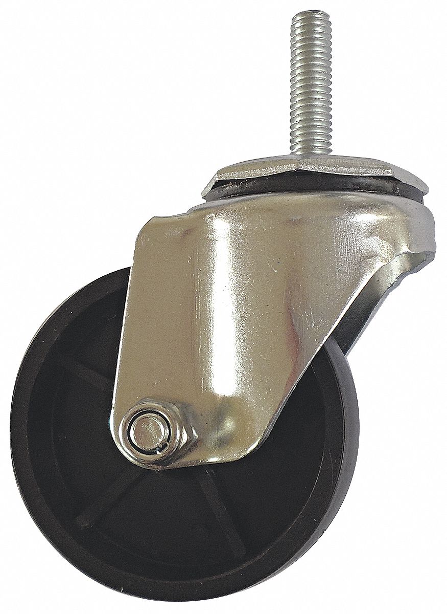 GENERAL PURPOSE THREADED STEM CASTER, 3 IN WHEEL DIAMETER, 125 LB, 3⅝ IN MOUNTING H