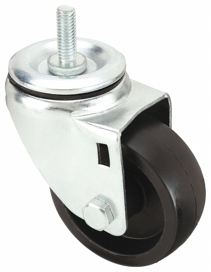 GENERAL PURPOSE THREADED STEM CASTER, 3 IN WHEEL DIA, 210 LB, SWIVEL CASTER, PLAIN