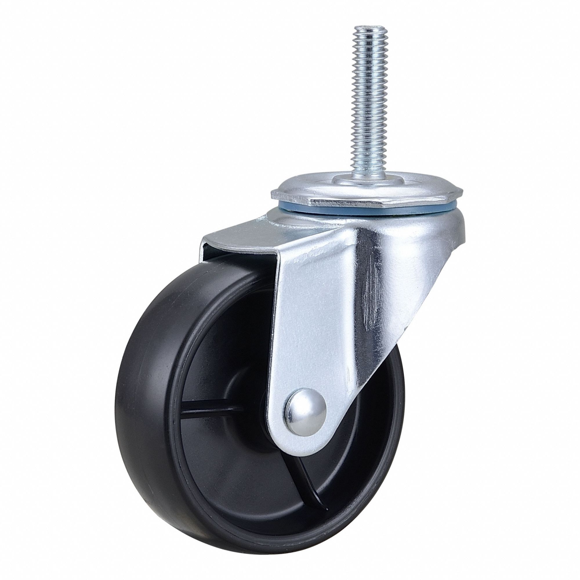 Stem Caster: Swivel, 3 in Wheel Dia., 1 in Wheel Wd, Polyolefin, 1 1/2 in Stem Lg
