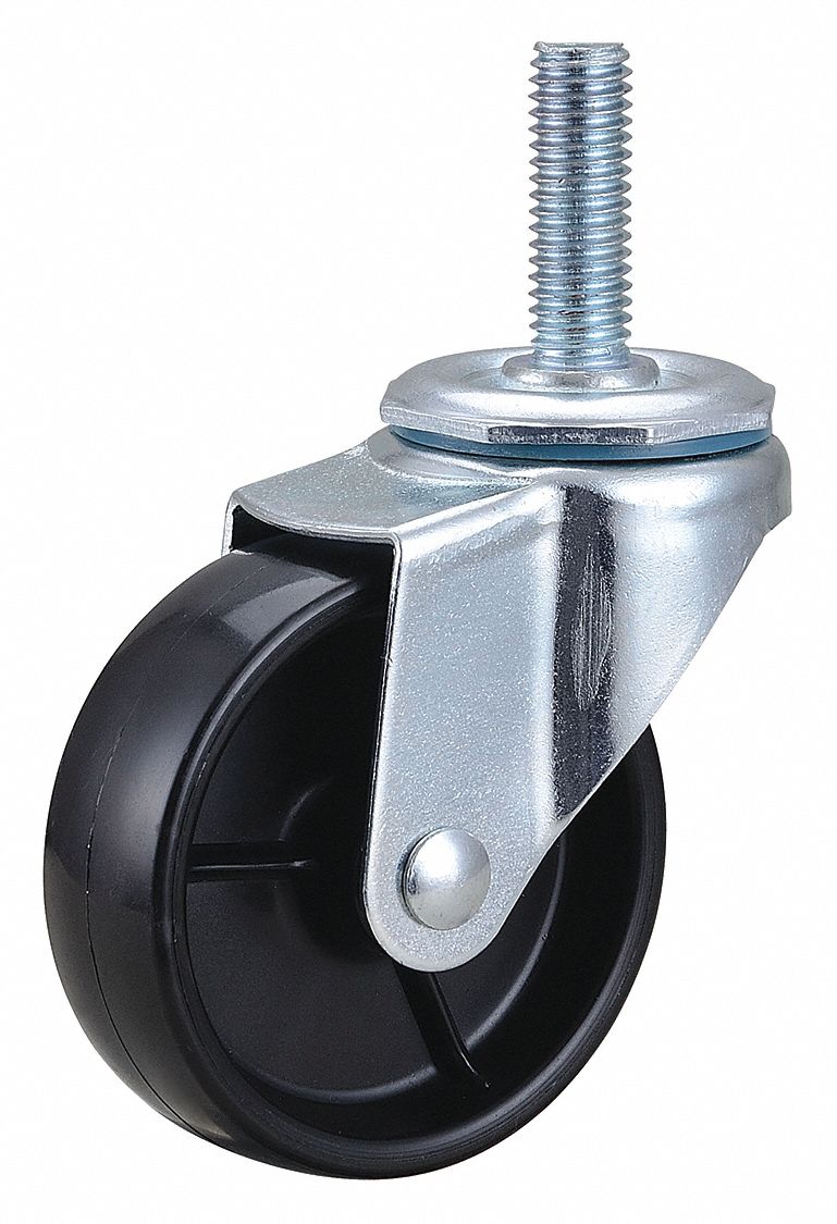 GENERAL PURPOSE THREADED STEM CASTER, 3 IN WHEEL DIAMETER, 125 LB, 3⅝ IN MOUNTING H