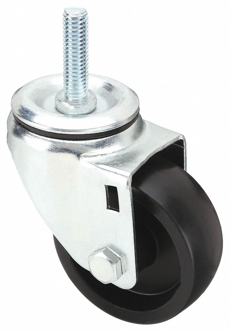 GENERAL PURPOSE THREADED STEM CASTER, 3 IN WHEEL DIAMETER, 210 LB, 4 IN MOUNTING H