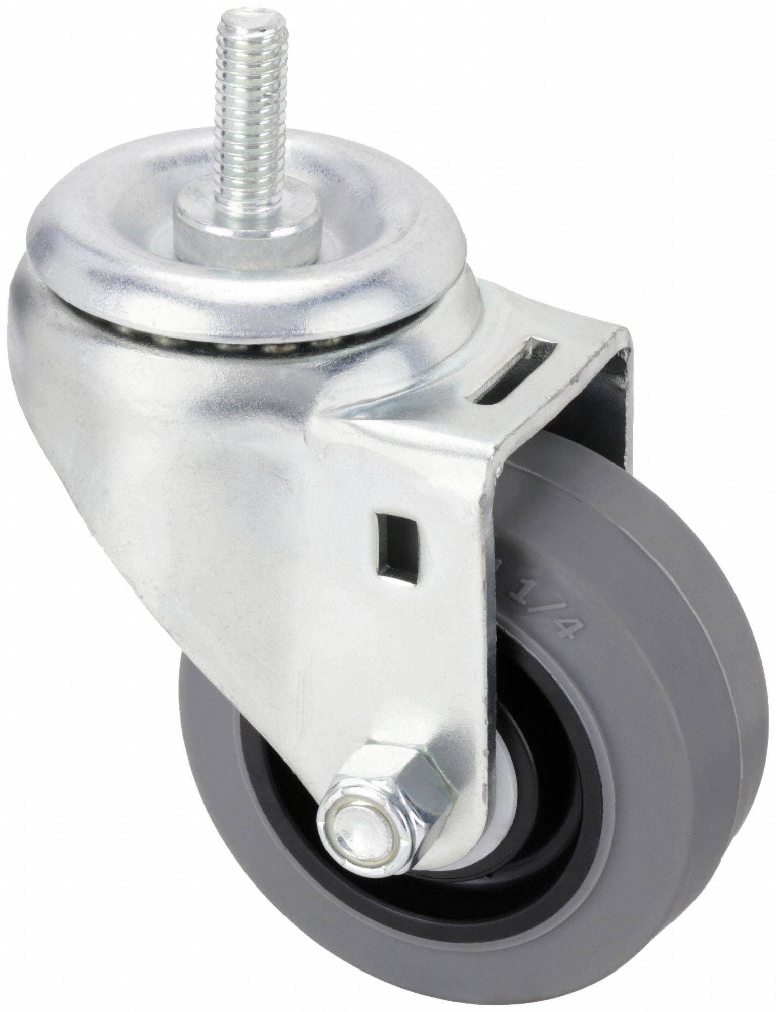 NSF-LISTED SANITARY THREADED STEM CASTER, 3 IN WHEEL DIA, 210 LB, 4 IN MOUNTING H