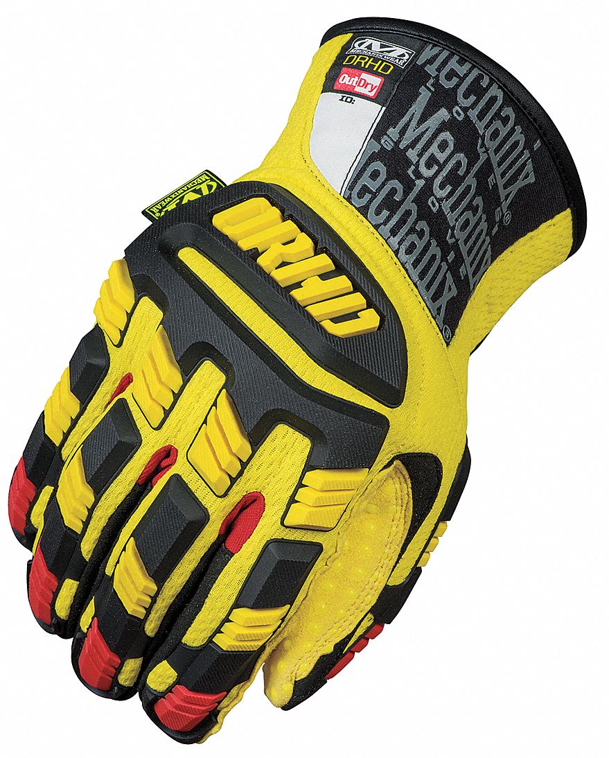 Impact Resistant Gloves, Synthetic Leather Palm Material, Full Finger w ...