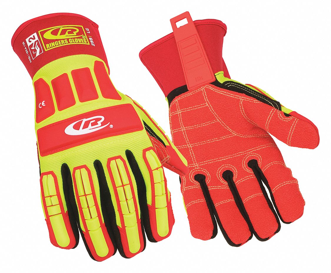Mechanics Gloves: 2XL ( 12 ), Riggers Glove, Synthetic Leather, Palm Side, TPR, 1 PR
