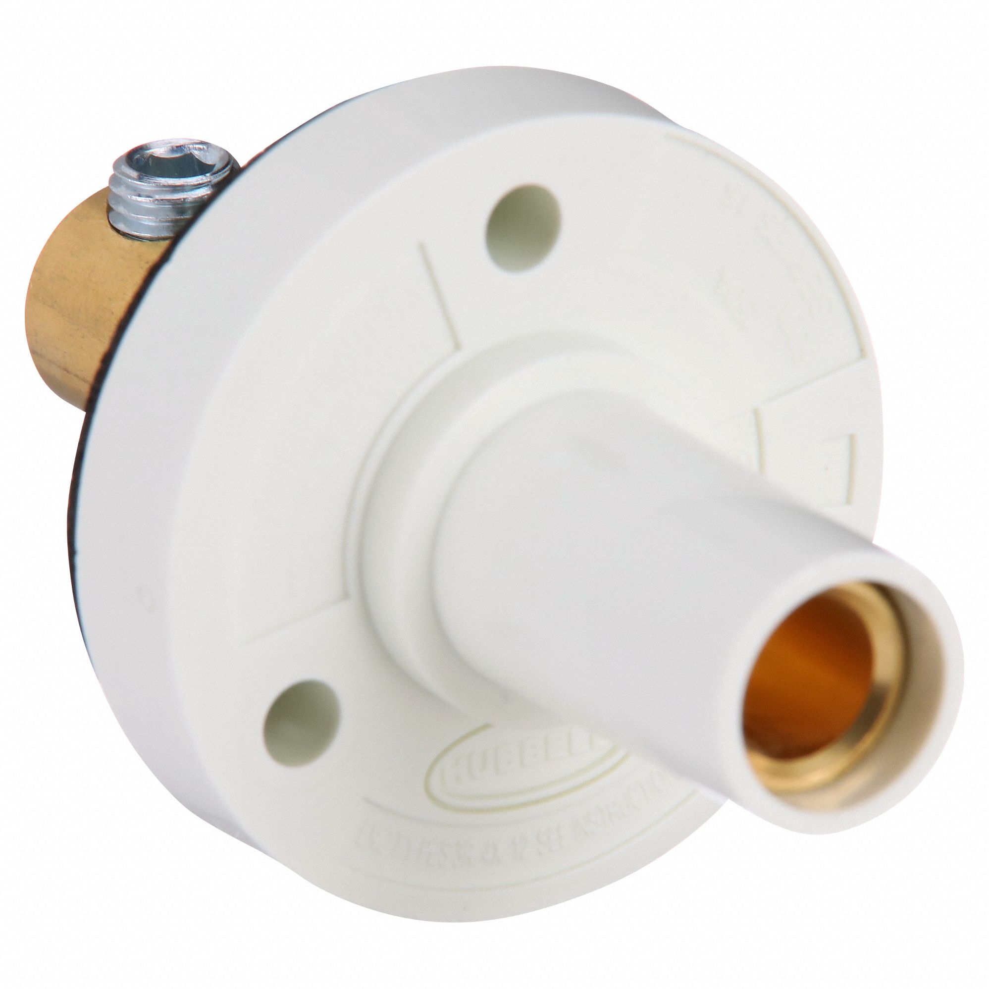 Receptacle: For Male Plugs, 150 A, Straight, White, Round, Through Hole Mounting