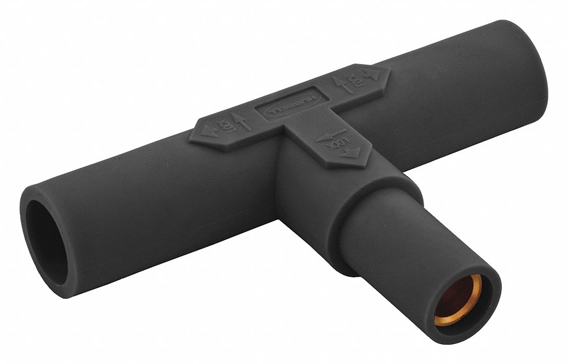 Paralleling Tee: Male-Male-Female, 150 A, Black