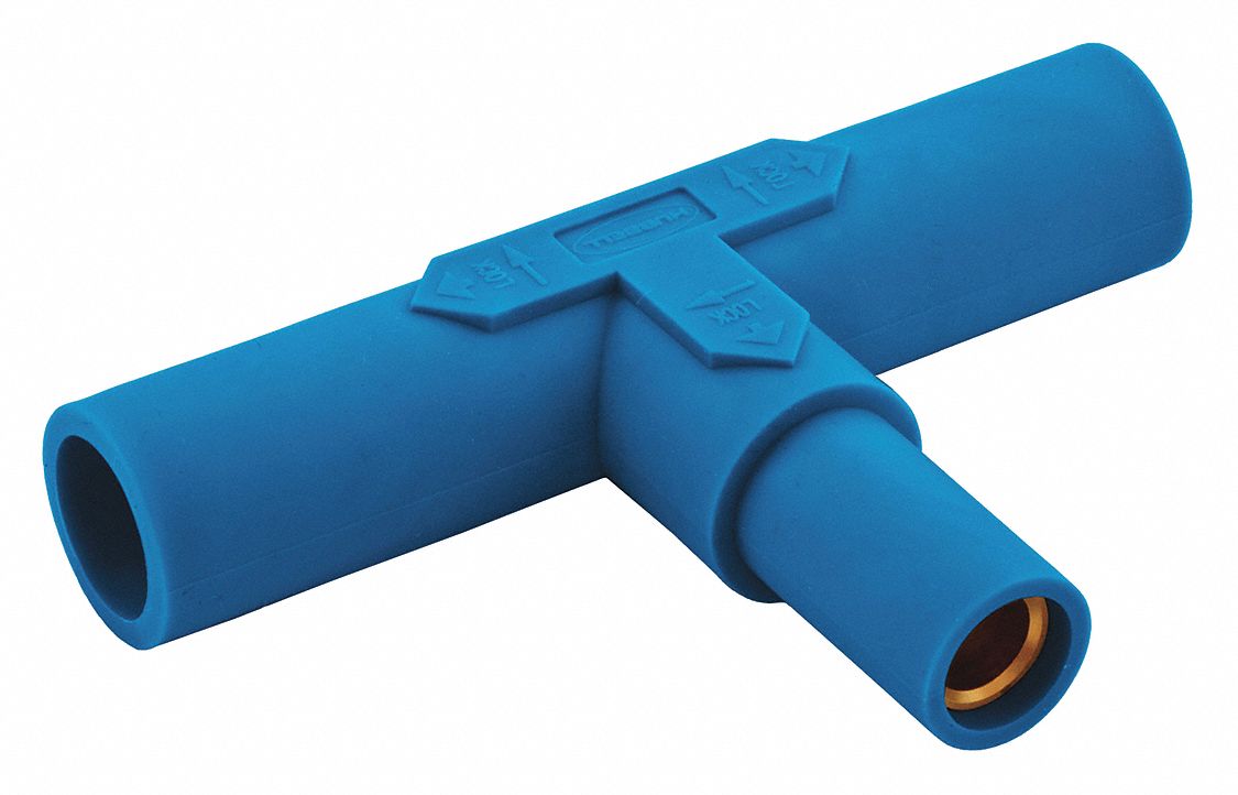 Paralleling Tee: Male-Male-Female, 150 A, Blue