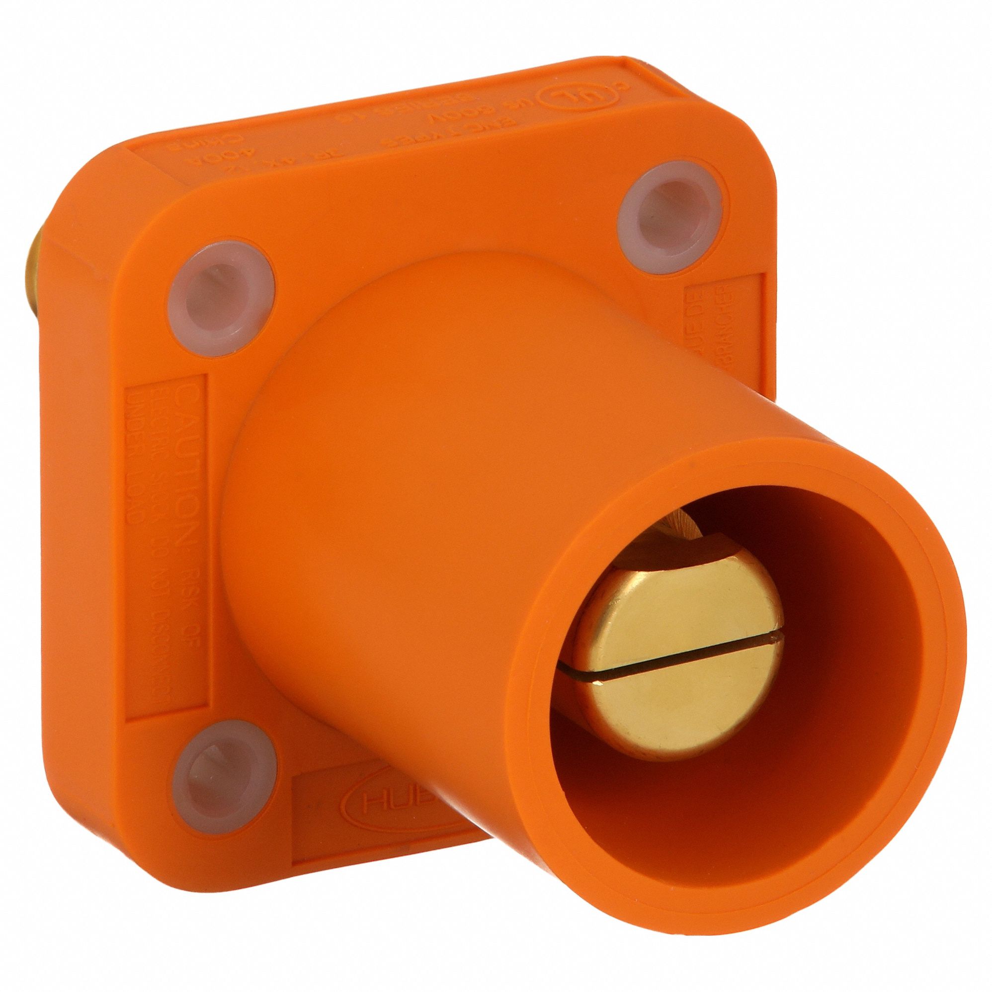 Receptacle: For Female Connectors, 400 A, Straight, Orange, Square, Through Hole Mounting