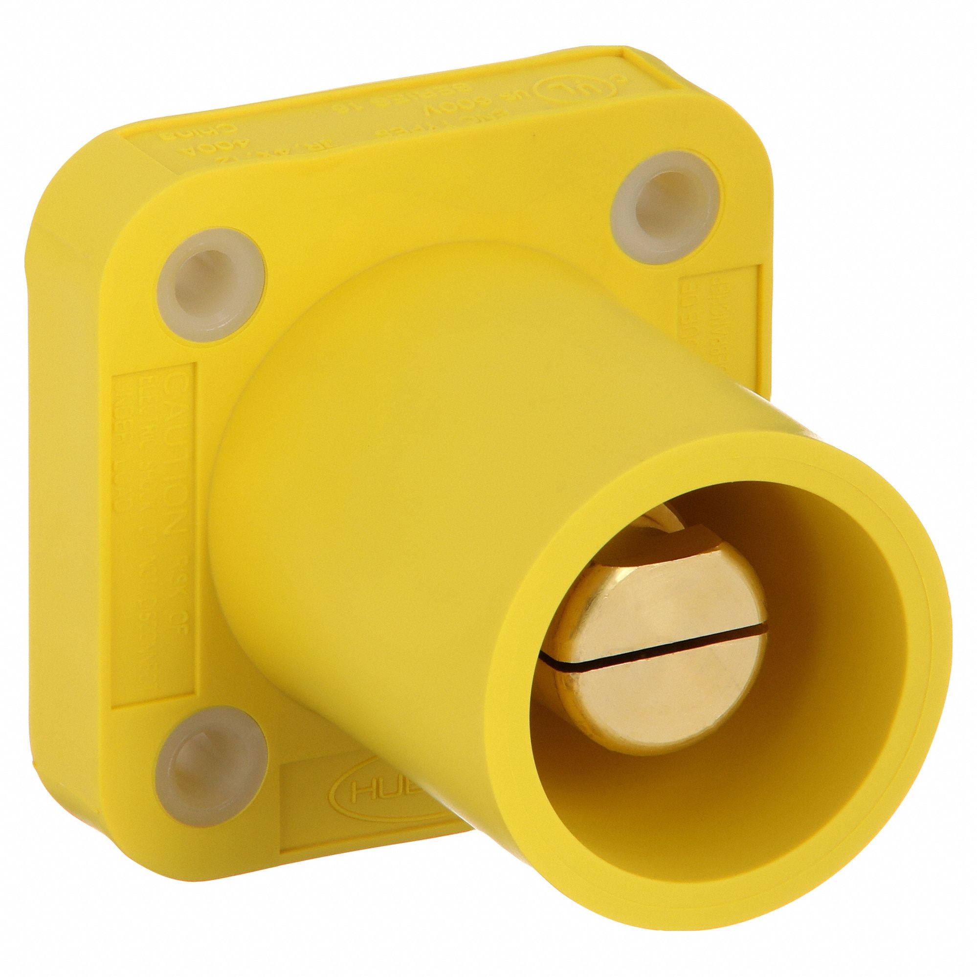 Receptacle: For Female Connectors, 400 A, Straight, Yellow, Square, Through Hole Mounting